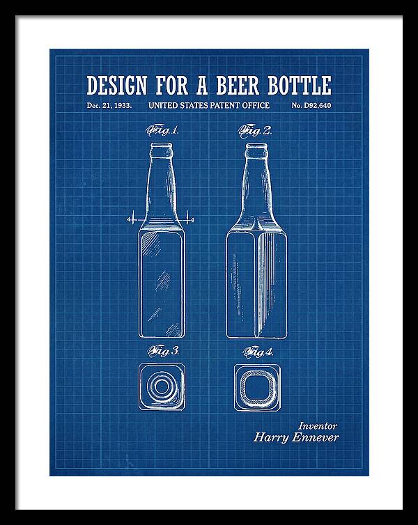 Design For A Beer Bottle Blueprint Patent Usd92640s