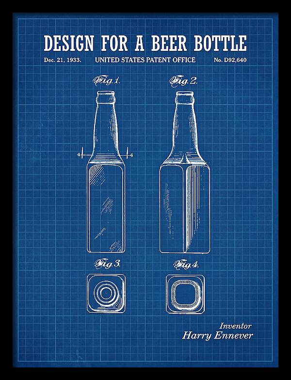 Design For A Beer Bottle Blueprint Patent Usd92640s