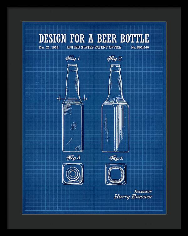 Design For A Beer Bottle Blueprint Patent Usd92640s