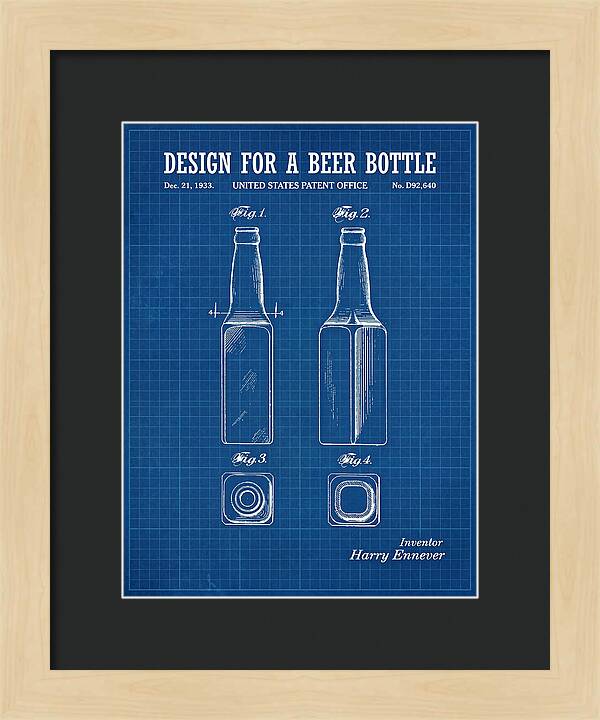 Design For A Beer Bottle Blueprint Patent Usd92640s