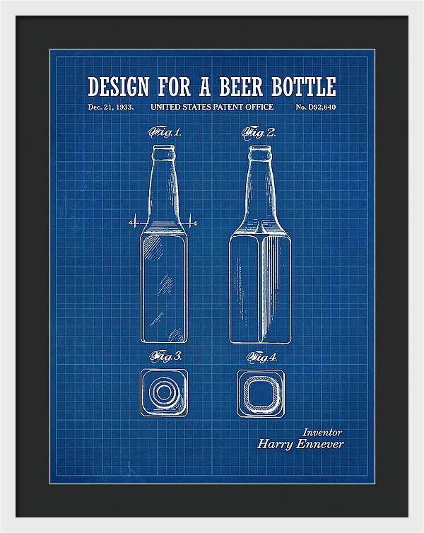 Design For A Beer Bottle Blueprint Patent Usd92640s