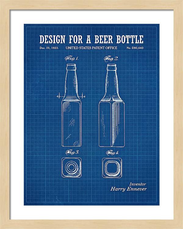 Design For A Beer Bottle Blueprint Patent Usd92640s
