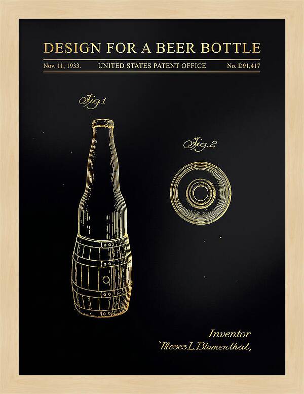 Design For A Beer Bottle Gold Patent Usd91417s