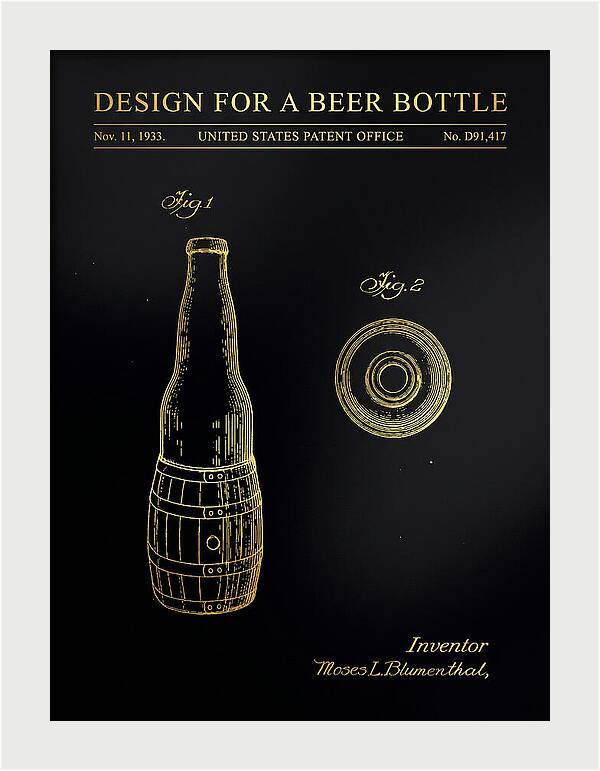 Design For A Beer Bottle Gold Patent Usd91417s