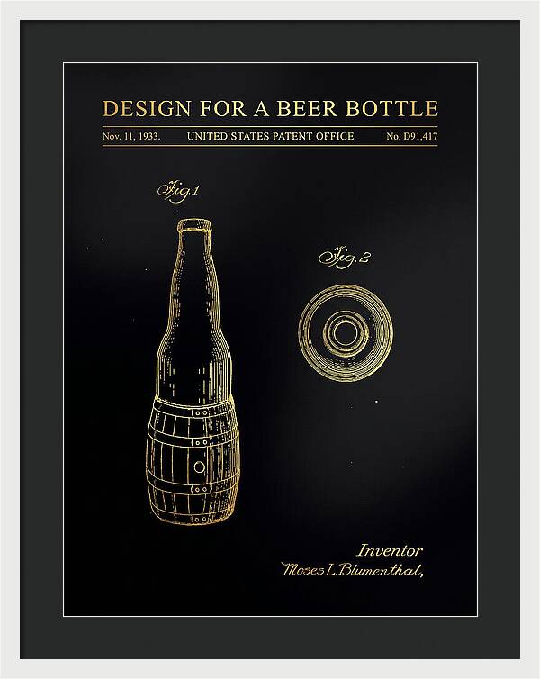 Design For A Beer Bottle Gold Patent Usd91417s
