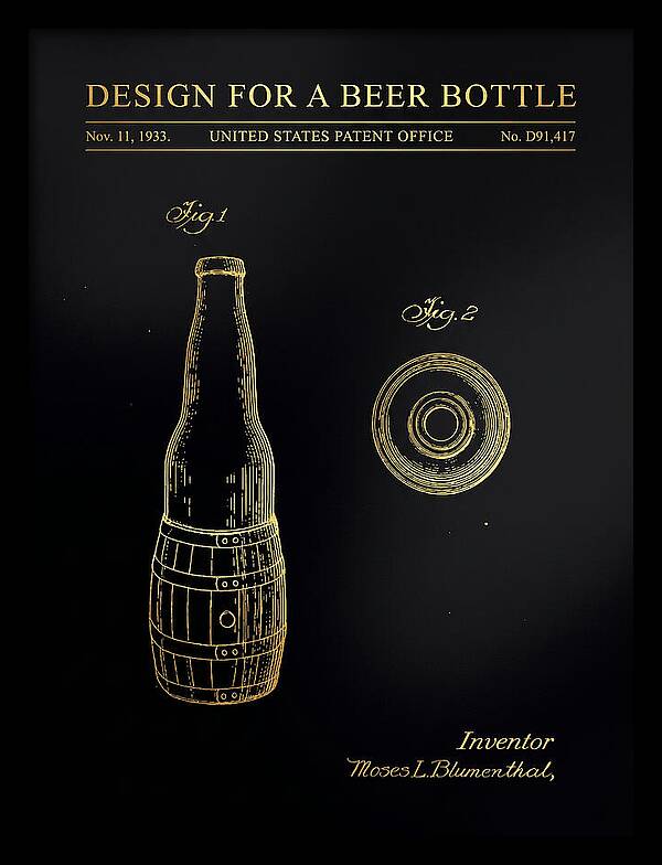 Design For A Beer Bottle Gold Patent Usd91417s