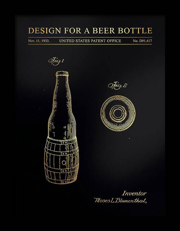 Design For A Beer Bottle Gold Patent Usd91417s
