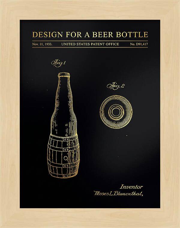 Design For A Beer Bottle Gold Patent Usd91417s