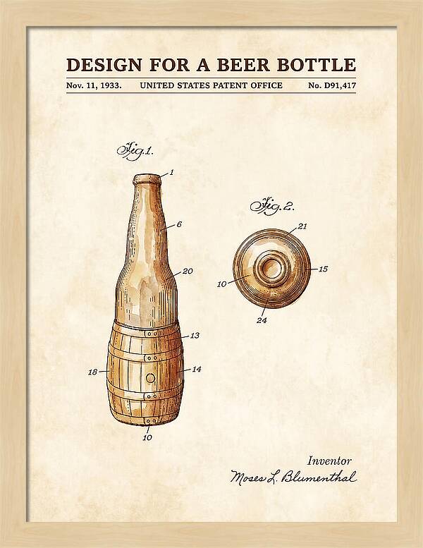 Design For A Beer Bottle Watercolor Patent Usd91417s