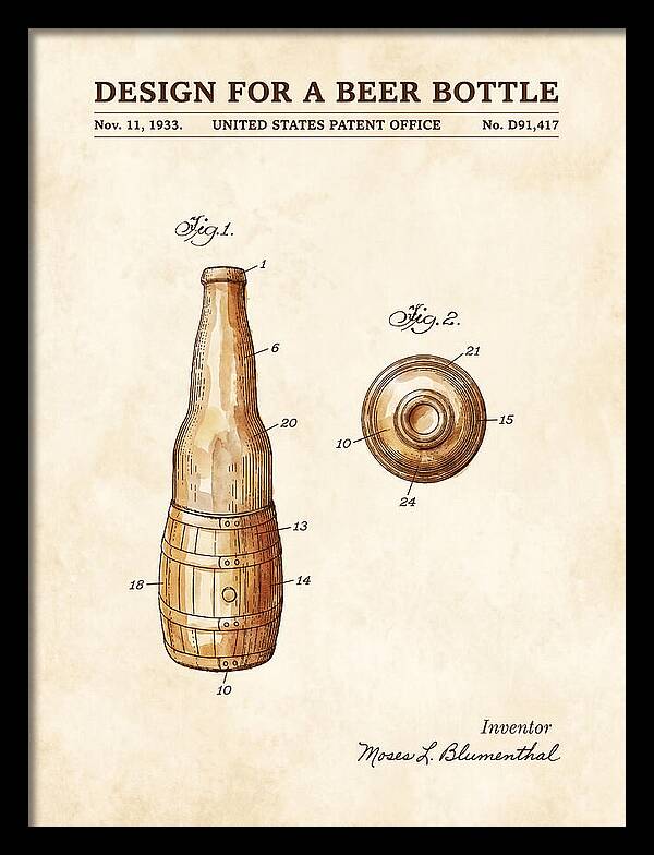 Design For A Beer Bottle Watercolor Patent Usd91417s