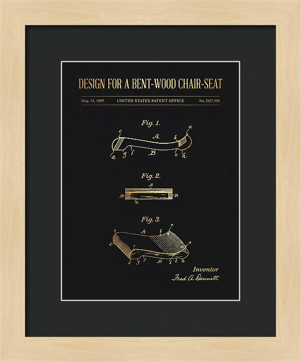 Design For A Bent Wood Chair Seat Gold Patent Usd27595s