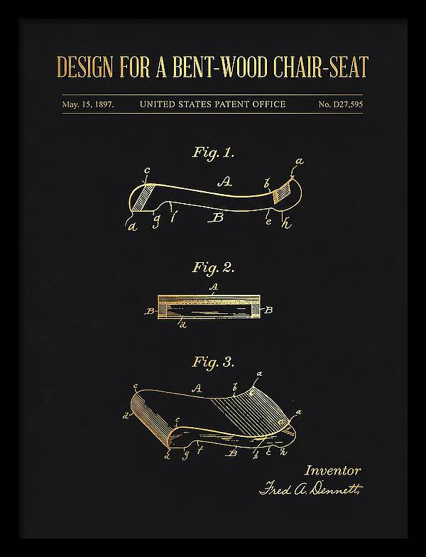 Design For A Bent Wood Chair Seat Gold Patent Usd27595s