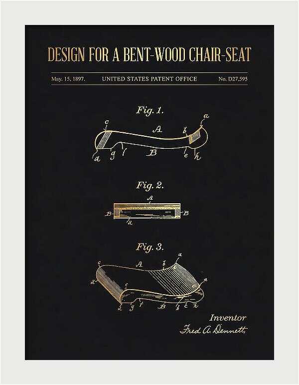 Design For A Bent Wood Chair Seat Gold Patent Usd27595s