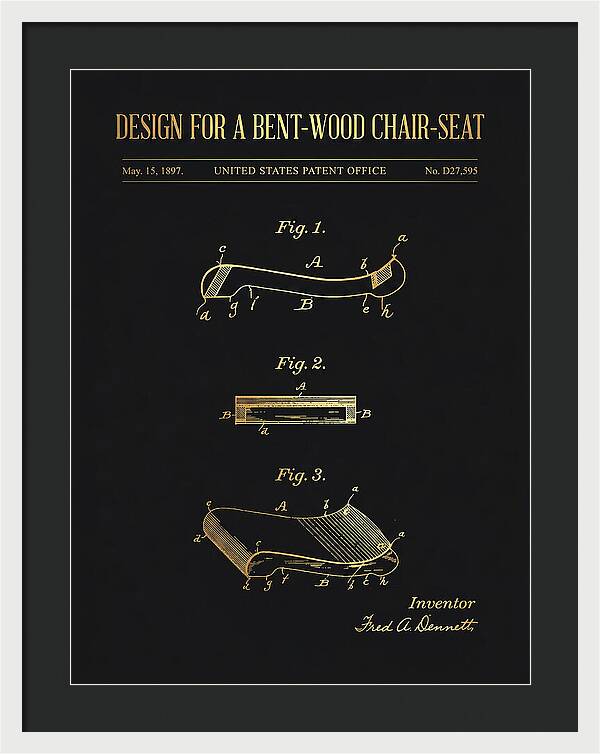 Design For A Bent Wood Chair Seat Gold Patent Usd27595s