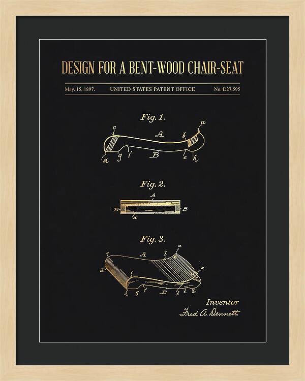 Design For A Bent Wood Chair Seat Gold Patent Usd27595s