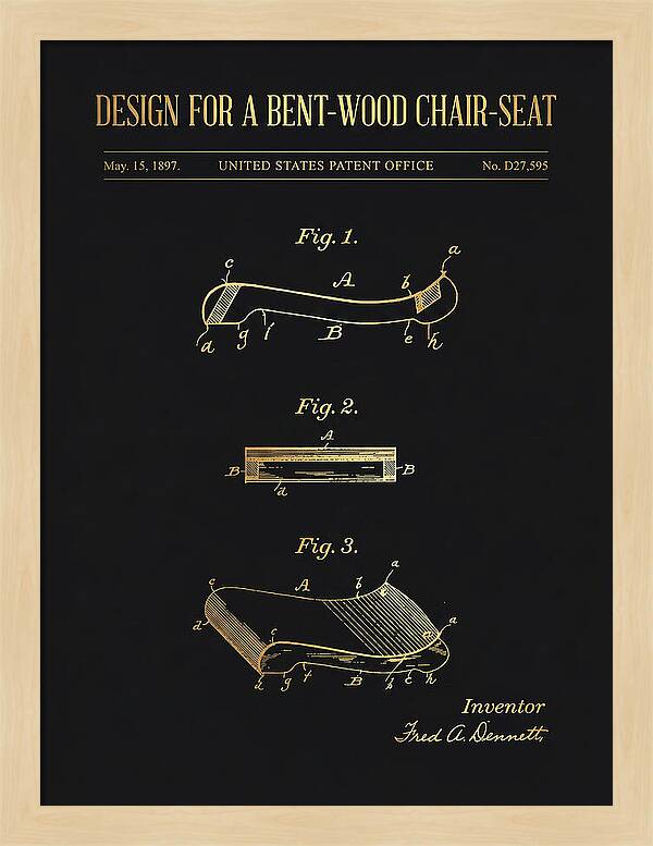 Design For A Bent Wood Chair Seat Gold Patent Usd27595s