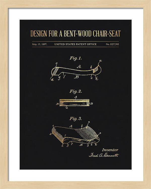Design For A Bent Wood Chair Seat Gold Patent Usd27595s