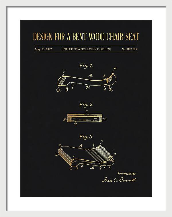 Design For A Bent Wood Chair Seat Gold Patent Usd27595s