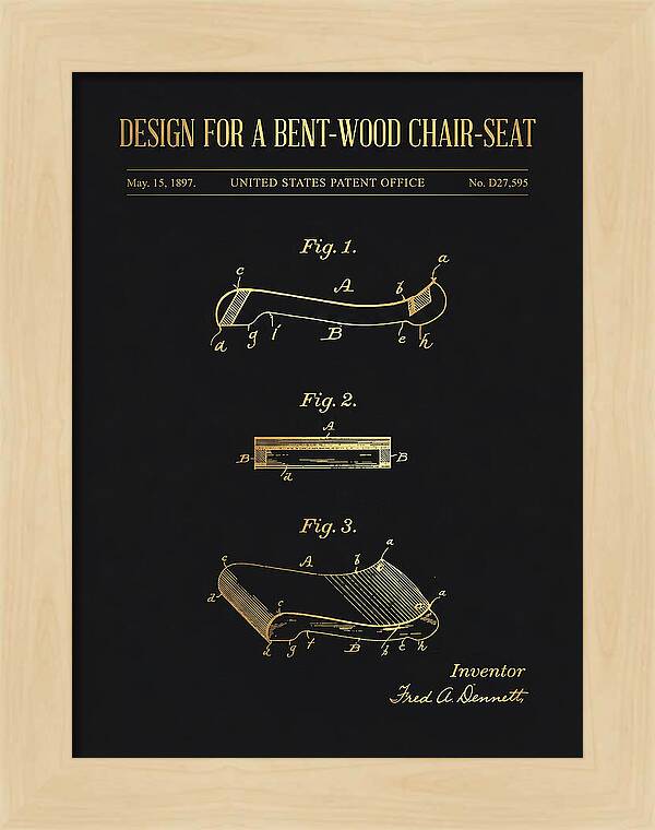 Design For A Bent Wood Chair Seat Gold Patent Usd27595s