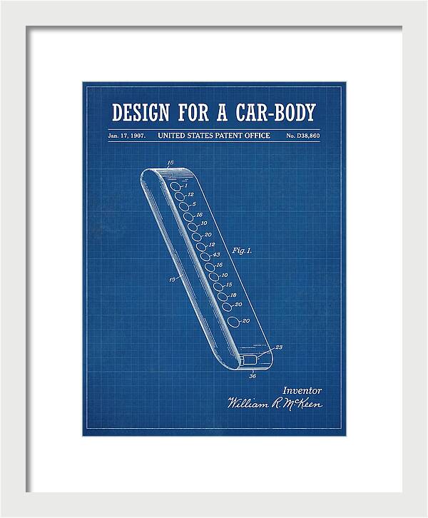 Design For A Car Body Mckeen Blueprint Patent Usd38860s