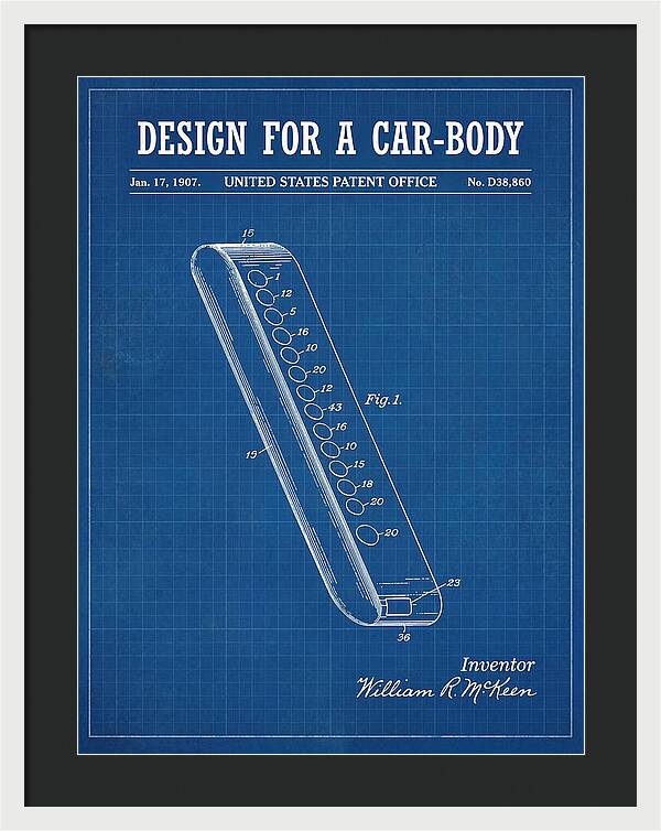 Design For A Car Body Mckeen Blueprint Patent Usd38860s