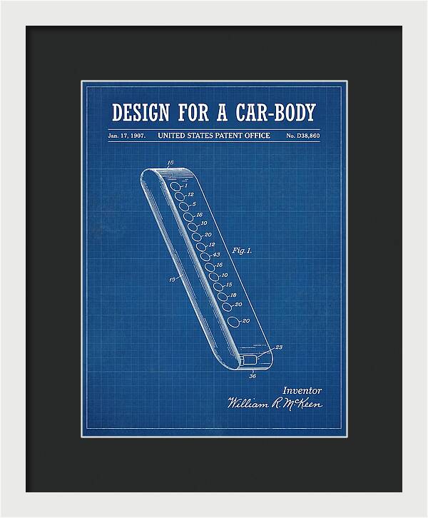 Design For A Car Body Mckeen Blueprint Patent Usd38860s