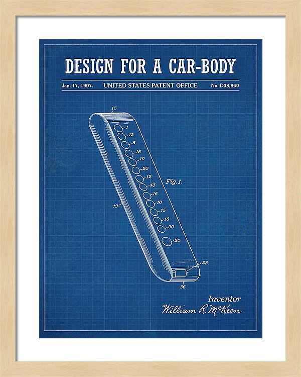 Design For A Car Body Mckeen Blueprint Patent Usd38860s