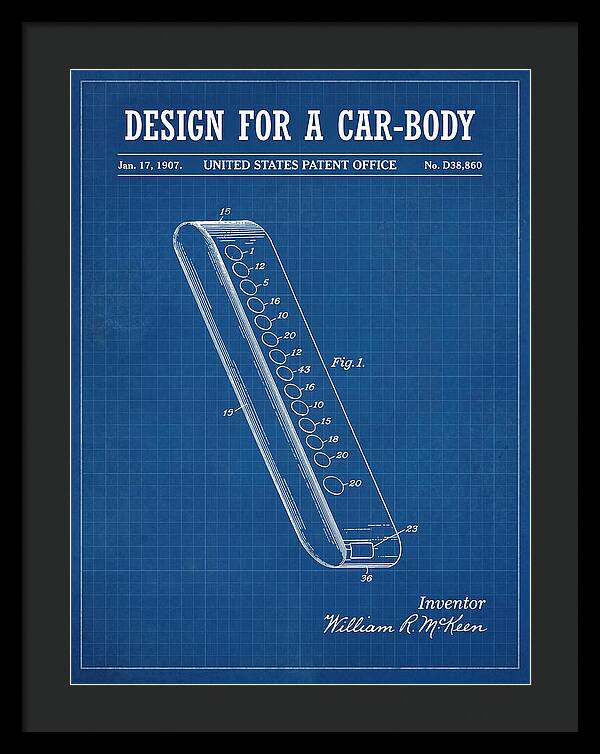 Design For A Car Body Mckeen Blueprint Patent Usd38860s