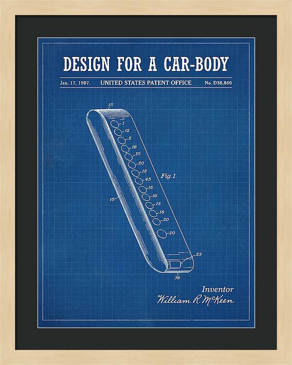 Design For A Car Body Mckeen Blueprint Patent Usd38860s