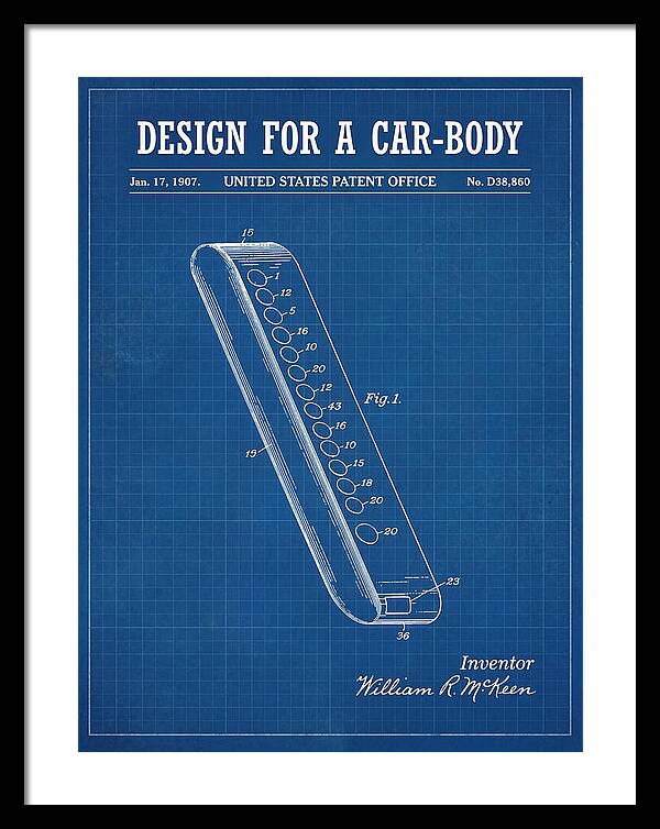 Design For A Car Body Mckeen Blueprint Patent Usd38860s