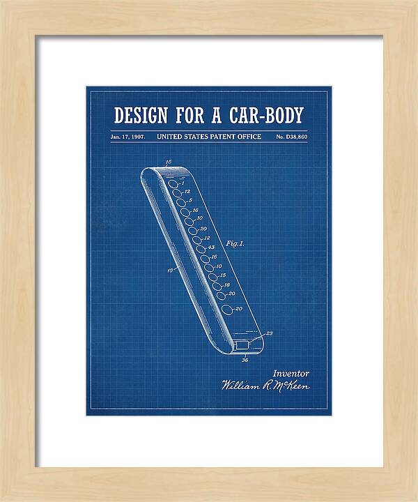 Design For A Car Body Mckeen Blueprint Patent Usd38860s