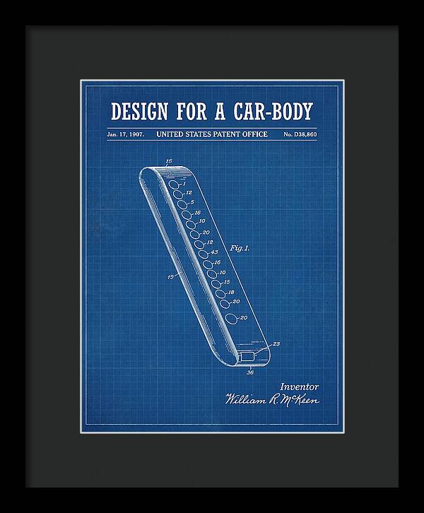 Design For A Car Body Mckeen Blueprint Patent Usd38860s