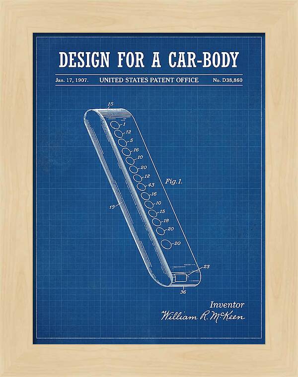 Design For A Car Body Mckeen Blueprint Patent Usd38860s