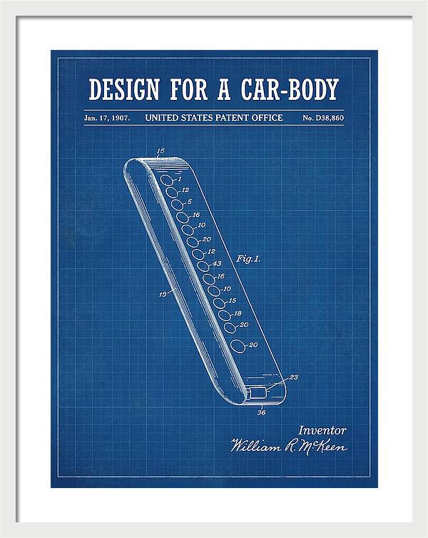 Design For A Car Body Mckeen Blueprint Patent Usd38860s