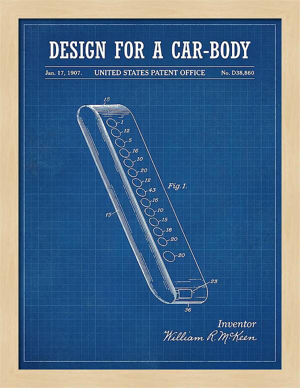 Design For A Car Body Mckeen Blueprint Patent Usd38860s