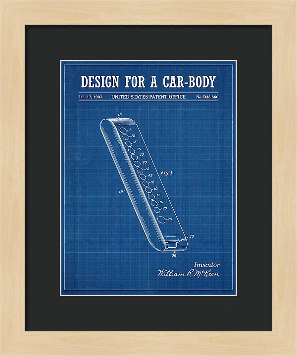 Design For A Car Body Mckeen Blueprint Patent Usd38860s