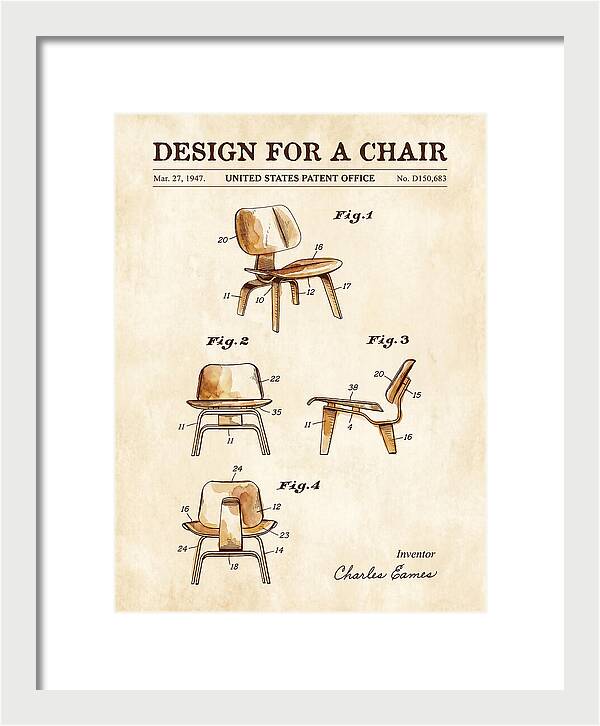 Design For A Chair Eames Molded Plywood Watercolor Patent Usd150683s