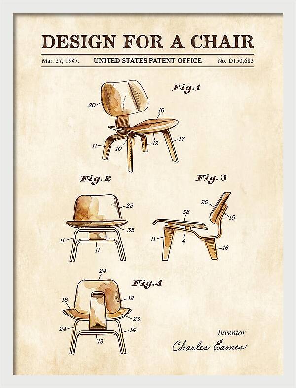 Design For A Chair Eames Molded Plywood Watercolor Patent Usd150683s