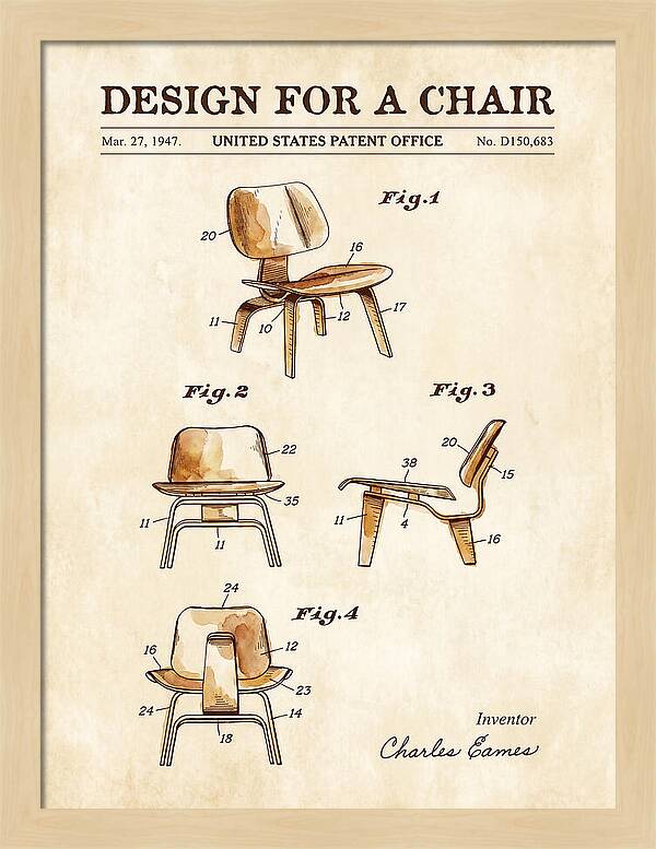 Design For A Chair Eames Molded Plywood Watercolor Patent Usd150683s