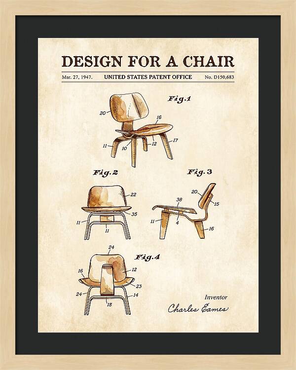 Design For A Chair Eames Molded Plywood Watercolor Patent Usd150683s