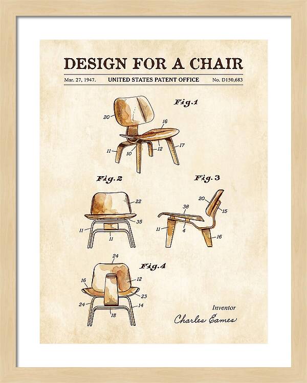 Design For A Chair Eames Molded Plywood Watercolor Patent Usd150683s