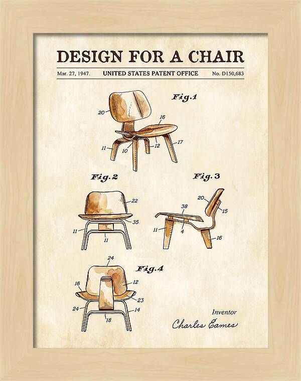 Design For A Chair Eames Molded Plywood Watercolor Patent Usd150683s