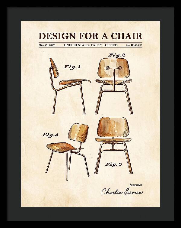 Design For A Chair Eames Molded Plywood Watercolor Patent Usd150685s