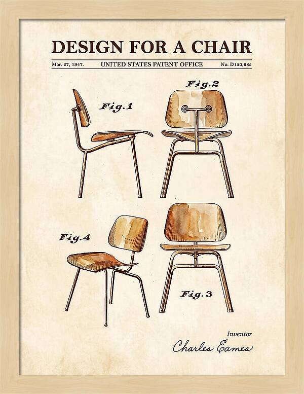 Design For A Chair Eames Molded Plywood Watercolor Patent Usd150685s
