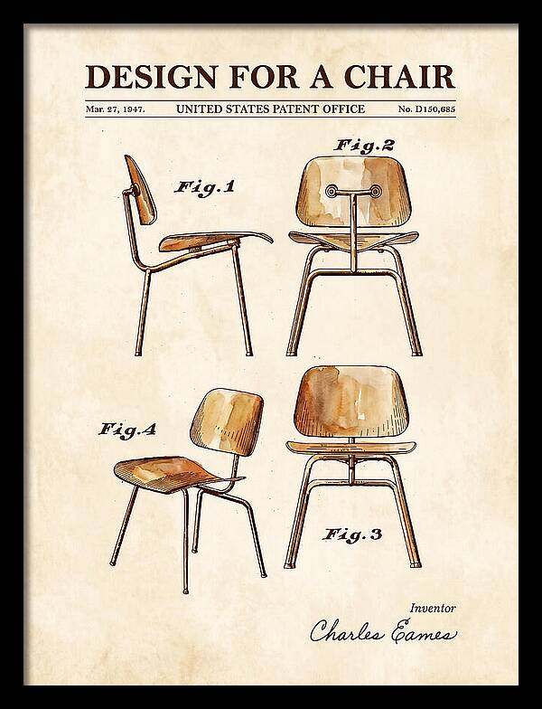 Design For A Chair Eames Molded Plywood Watercolor Patent Usd150685s