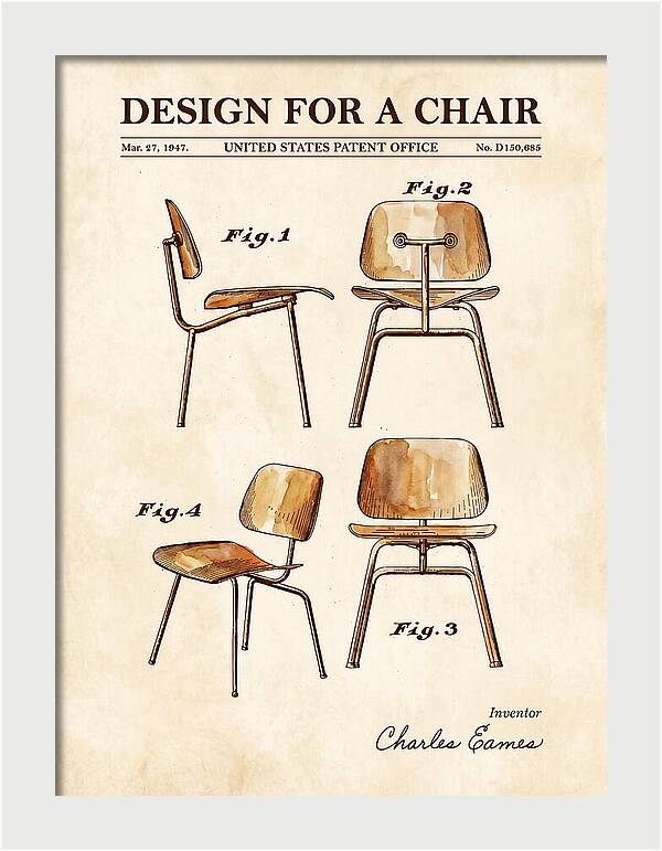 Design For A Chair Eames Molded Plywood Watercolor Patent Usd150685s