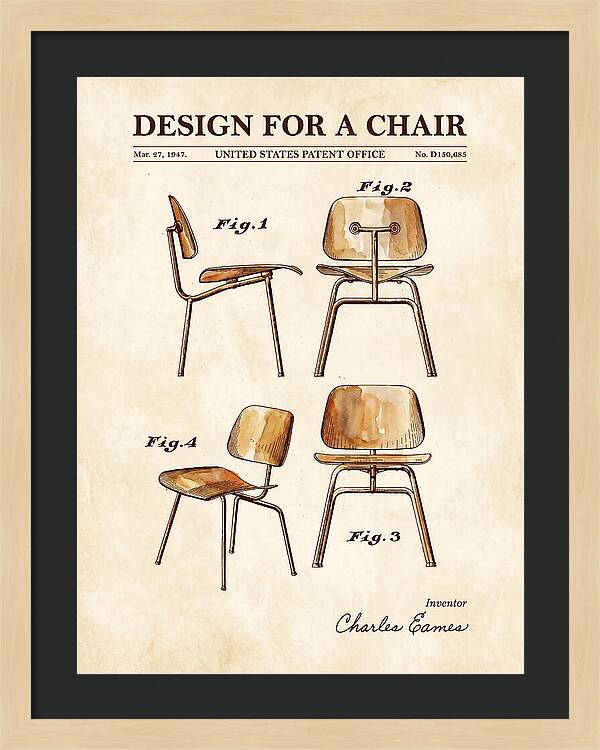 Design For A Chair Eames Molded Plywood Watercolor Patent Usd150685s