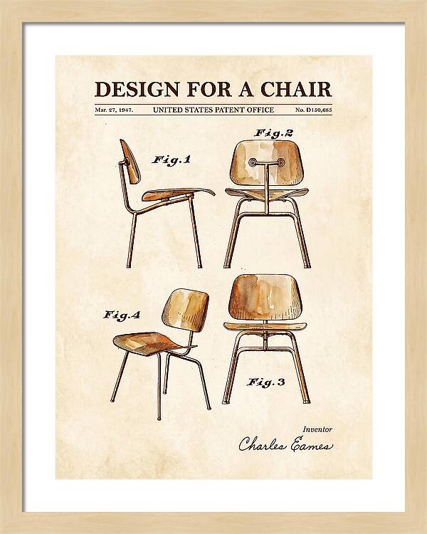 Design For A Chair Eames Molded Plywood Watercolor Patent Usd150685s