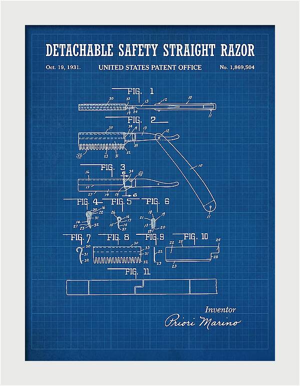 Detachable Safety Straight Razor Blueprint Patent Us1869504a