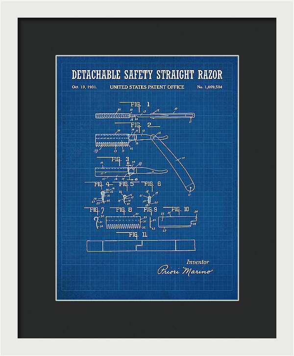 Detachable Safety Straight Razor Blueprint Patent Us1869504a